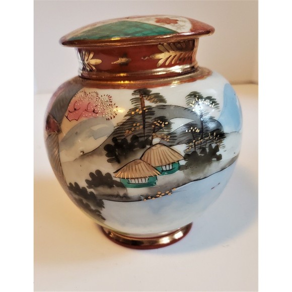 A Vintage Hand Painted Japanese Porcelain Ginger Jar I E & C Co Japan As-Is - Picture 10 of 12